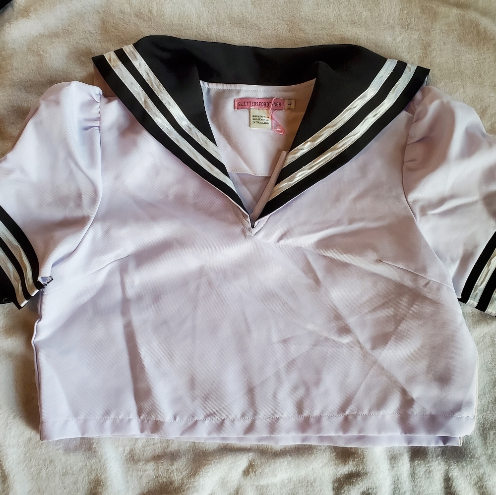 Black and White Sailor Crop Top